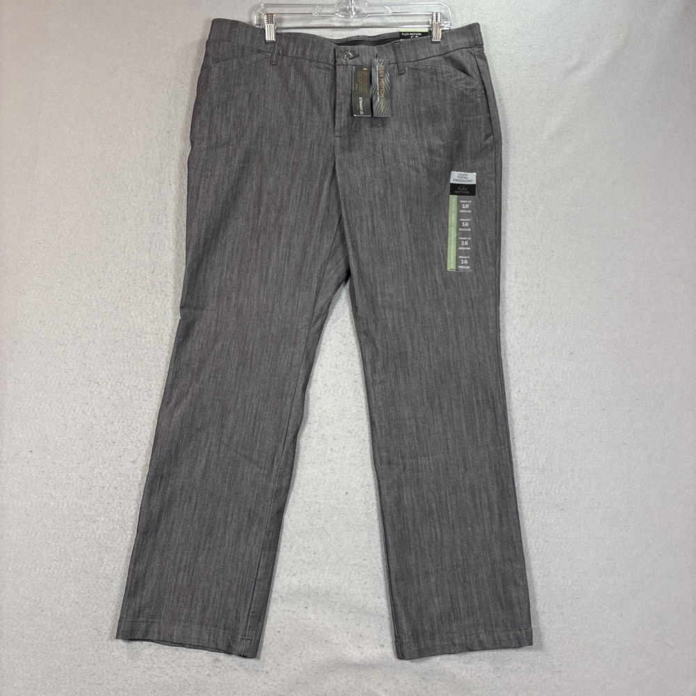 Lee Pants Womens 16M Gray Flex Motion Regular Fit Straight Leg Stretch Work NWT